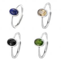 Echter Damenring aus S925-Silber, natürlicher Kristall, Citrin/Diopsid/Spinel/Lapis-Edelstein, offene Bänder, Schmuck für Geburtsstein-Geschenke