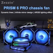 ZEZZIO Prism 6 PRO Ventilador para chasis de computadora 12 cm ARGB Placa base Sincronización de iluminación 4PIN PWM Ventilador de enfriamiento silencioso