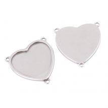 5 pz In Acciaio Inox 25mm Cuore Cabochon Connettore Base Impostazione Vassoi Fai Da Te Lunetta Collana Del Pendente Spazi Vuoti Per La Produzione di Gioielli