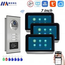 Sistema de intercomunicación inteligente Tuya para casa, intercomunicador con pantalla táctil de 7 pulgadas, 1080P, WIFI, para 2/3/4/6 unidades