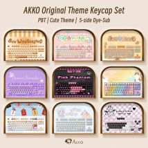 Akko Tema carino originale MOG/MOA/MAO Profilo PBT Keycap Set 5 lati Dye-sub ANSI/ISO Layout Ragazza Copritasti Regalo Rotondo Panino Fungo