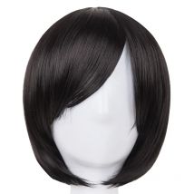 Fei-Show Bob Wig Oblique Fringe Bangs Short Wavy Blonde Black Dark Brown Light Brown Synthetic Hair Women Hairpiece Cosplay Wigs
