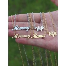 Script Letter Mrs. Bride Mommy Wife Necklaces For Bridesmaid Gift Wifey Choker Necklace Stainless Steel Collier Femme Jewelry