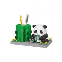 3D Micro Mini Panda Eating Bamboo Building Block Pen Holder - Ideal Indoor Decoration for Kids and A Great Back To School Gift