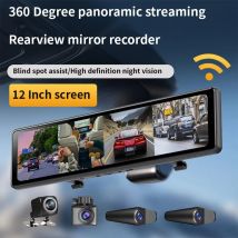12 Zoll Rückansicht Dash Cam 1080p 30fps ips Bildschirm 4-ch Wifi Heck kamera GPS Spiegel Auto Recorder Stream Media Auto DVR