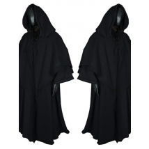 Halloween Medieval Stage Show Costume Black Assassin Cape Carnival Adult Cosplay Prop Robe Hooded Bandage Caped Wizard Clothes