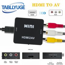TABLLYUGE Konwerter HDMI na AV RCA 1080P Adapter HDMI2AV z Kablem USB Obsługa NTSC PAL Dla PC HDTV Projektora