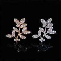 10 Teile/los Baum zweig Blätter Blume Gold Oder Silber Strass Knöpfe Flatback Verschönerung Knopf Für DIY Haar Zubehör