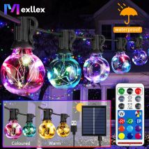 10M G40 Globe LED Outdoor Solar String Lights with Remote, RGB or Warm Color IP44 for Outside Backyard Porch Balcony Party Decor