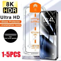 1–5 Stück staubfreie Installation, hochauflösendes gehärtetes Glas für iPhone 17 Pro Max 15 16 Pro 14 Plus 13 12 Mini 11 17 Luftglas