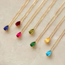 women Hot Sale Shiny Crystal Necklace Stainless Steel Teardrop Zirconia Pendant Women's Birthstone Collarbone Chain Wholesale