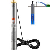 SucceBuy Pompa sommergibile per pozzi profondi 370W/750W/1100W/1500W/2200W 230V 50Hz Pompe d'acqua in acciaio inossidabile per irrigazione industriale