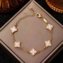 Einseitiges, mit Glücksklee überzogenes Armband für Damen, modischer, minimalistischer Stil, frisch, süß, vielseitig, Datumsaccessoire