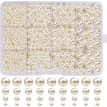 1320Pcs Pearl Beads for Jewelry Making 4/6/8/10mm Round Pearls for Bracelets Making Kit for Bracelet Necklace DIY Decoration