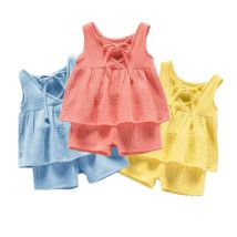 Baby Mädchen Outfits Kleidung Sommer Musselin Baumwolle ärmellose Weste Kleid Shorts Hemd Anzüge Mode Top Hosen Sets 2 stücke 0-4t
