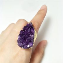 1 Stück natürlicher Wassertropfen-Amethyst-Cluster-Ring, vergoldeter/silberner Halbedelstein-Schmuck für Valentinstagsgeschenk RG043