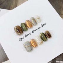 Handgefertigte kurze Nägel zum Aufdrücken für Frauen, glitzernde künstliche Nägel mit Kleber, Herbst und Winter, koreanische Mädchen-Kunstnägel mit Box und Werkzeug