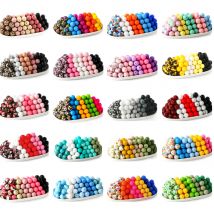 30 pezzi 15 mm perline rotonde in silicone perline stampate set di colori misti per la creazione di gioielli accessori per collana braccialetto penna portachiavi fai da te