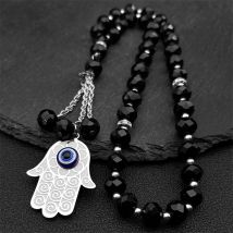 Islam Hamsa Hand Evil Blue Eye Auto Anhänger für Frauen Männer Edelstahl Türkisches Auge Glas Gebetskette Griechisches Amulett Schmuck