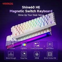 Veekos Shine60 HE Tastiera con interruttore magnetico 60% Trigger rapido Keboard RT 0,01 mm Snap Key ARGB Tastiera personalizzata per giocatori Esports