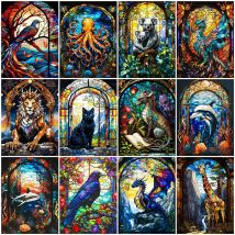 Neu eingetroffen: Diamant-Mosaik, Katze, Löwe, komplettes Set, Gemälde, Tier, Buntglas, Kunst, Stickerei, Drache, Halloween-Dekoration
