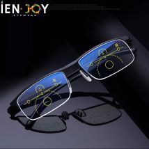 IENJOY Inteligentne wieloogniskowe progresywne okulary do czytania Półramkowe okulary podwójnego zastosowania z automatyczną regulacją blokującą niebieskie światło