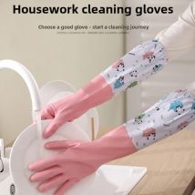 Damen-Haushalts-Gummihandschuhe: langlebig, verlängert, wasserdicht, zum Geschirrspülen und Wäsche in der Küche