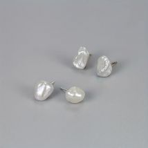 YWYC 1 Pair 925 Sterling Silver Stud Earrings Baroque Freshwater Pearl Earrings Jewlery Gift Long-Lasting Shine Hypoallergenic