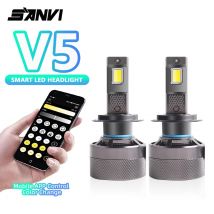 SANVI V5 LED Headlight Bluetooth APP Control Color 180W H4 H7 LED H1 H11 HB3 HB4 9012 Auto Bulbs LED Lights for Car Headlights