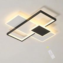 Luz de techo LED, blanco y negro, lámparas de techo rectangulares de 46W y 50cm de diámetro infinitamente ajustables con control remoto