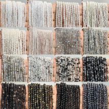 Großhandel facettierte Natursteinperlen, facettierte schwarze weiße Quarz-Achate, Labradorit, lose Distanzperlen für die Schmuckherstellung, 2, 3, 4 mm