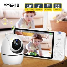 Monitor de vídeo para bebé de 5 pulgadas con cámara PTZ Zoom Babyphone Cam protección de seguridad cámaras de vigilancia Sensor de temperatura canción de cuna