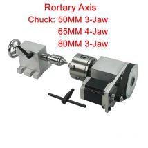 Mandrino a 3 griffe per asse rotante CNC, altezza centro 44/54/65mm, contropunta attiva per fresatrice CNC