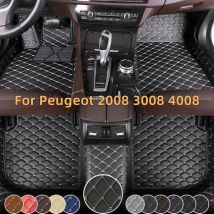 Maßgeschneiderte Auto-Fußmatten für Peugeot 2008 2014–2019, 3008, 4008, 2017–2023, Leder-Fußmatten mit vollständiger Abdeckung, luxuriöse Bodenlagen