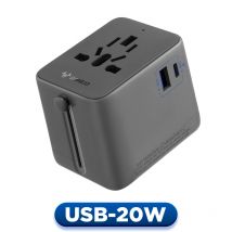 GONEO Universal Travel Adapter, 2USB 1AC, Safety Fuse Auto-Reset ,International Travel Charger Outlet Converter