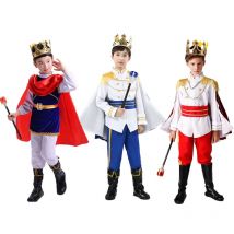7-teiliges bezauberndes Prinz-Kostüm-Set, mittelalterliche königliche Cosplay-Outfits, Party, Geburtstag, Halloween, Karneval, Verkleidung, ausgefallener Anzug