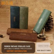 O-Q CLUB Brillenetui, maßgeschneidertes High-End-Retro-Handgefertigtes Leder-Brillenetui, tragbares Anti-Druck-Brillenetui mit einfacher Myopie