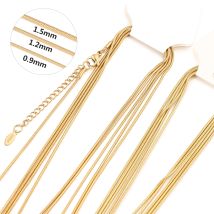 5 Stück 0,9/1,2/1,5 mm Edelstahl-Halskette für Männer und Frauen, Schmuck, 18 Karat Gold, Schlange, runde Halskette, DIY-Modeschmuck