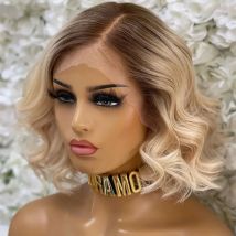 Damenperücke, kurze Wellen, Bob, blonde Perücken, synthetische HD-Perücken mit Spitzenfront, Highlight, ohne Kleber, bereit zum Tragen für den täglichen Gebrauch auf Partys, Cosplay