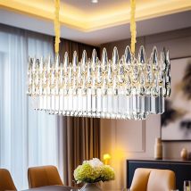 LUVODI Luxus Rechteck Kristall Kronleuchter Lampe Regentropfen Design Anhänger Deckenleuchten für Häuser Hotel