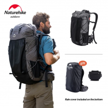 Zaino da arrampicata Naturehike Zaino da campeggio da 60 + 5 litri Borsa da viaggio Zaino da alpinismo di grande capacità con copertura antipioggia