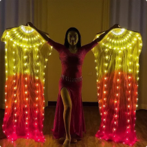 1.5M LED Artificial Silk Belly Dance Fan luminous Folding Cloth fan Colorful Light Up Fan for Women Stage performance props