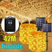 32M/42M Solar Fairy String Light Timable Outdoor Garden Festoon Light 8 modalità decorazione natalizia Light Garland Yard Decoration