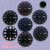 Se vende bien nuevo logotipo SS de 28,5mm NH36 Dial verde luminoso SKX007 Dial Fit 4R36 movimiento japonés accesorios de modificación de reloj
