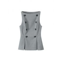 Ärmellose Tanktops für Damen, Knöpfe vorne, dartierter Saum, U-Boot-Ausschnitt, Damen-Camis, schicke Mode