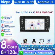 Bezprzewodowe Carplay AutoRadio 2Din Android 14 Samochodowy odtwarzacz multimedialny dla Audi A3 8 11 P S3 2003-2012 RS3 Sportback Nawigacja GPS 4G