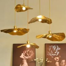 Gehämmerte Messing aufhängung Licht Retro Anhänger Design Luxus für Esszimmer Shop Dekoration Lotus Blume Raum dekor