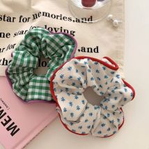 Korean Fashion Floral Plaid Scrunchie Frauen Mädchen Blume Elastische Haar Gummibänder Zubehör Krawatte Haar Seil Kopfschmuck Kopfbedeckungen