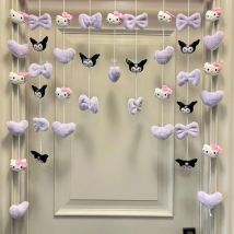 Sanrio Kuromi cartoon cute sticky door curtain, creative kawaii girl-hearted bedroom curtain, hanging curtain home decoration