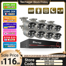 Techage 8CH HD 4MP POE NVR Kit sistema de seguridad CCTV H.265 detección facial cámara IP de Audio bidireccional para exteriores conjunto de videovigilancia P2P